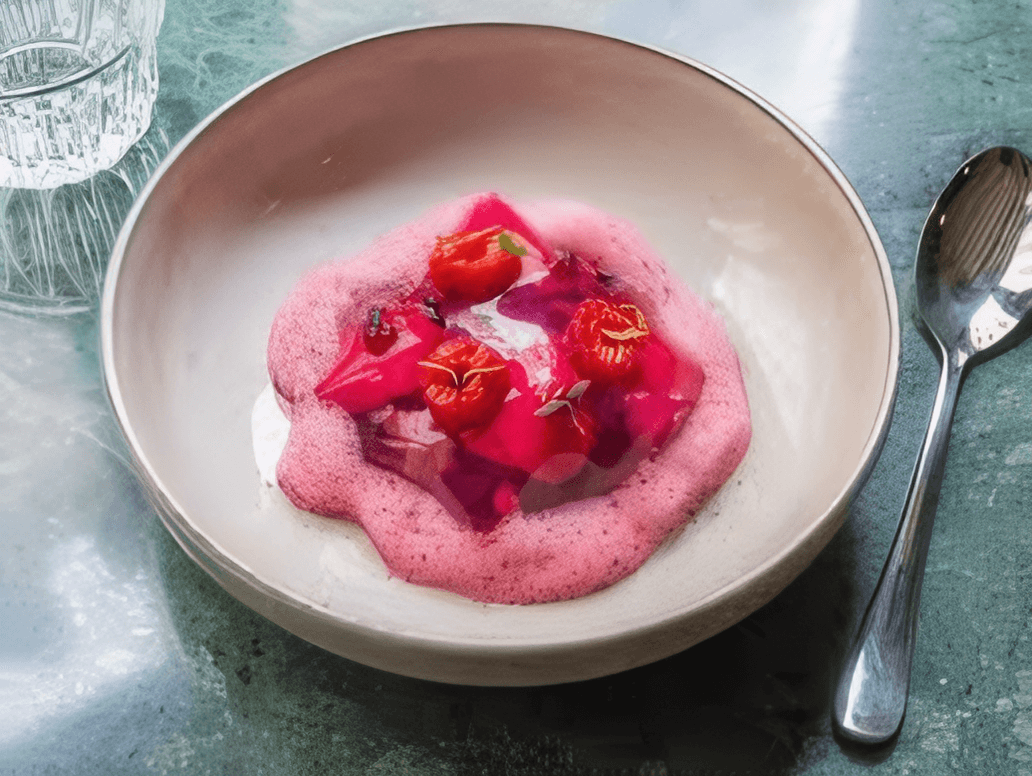 Assiette gastronomique dressée avec précision.